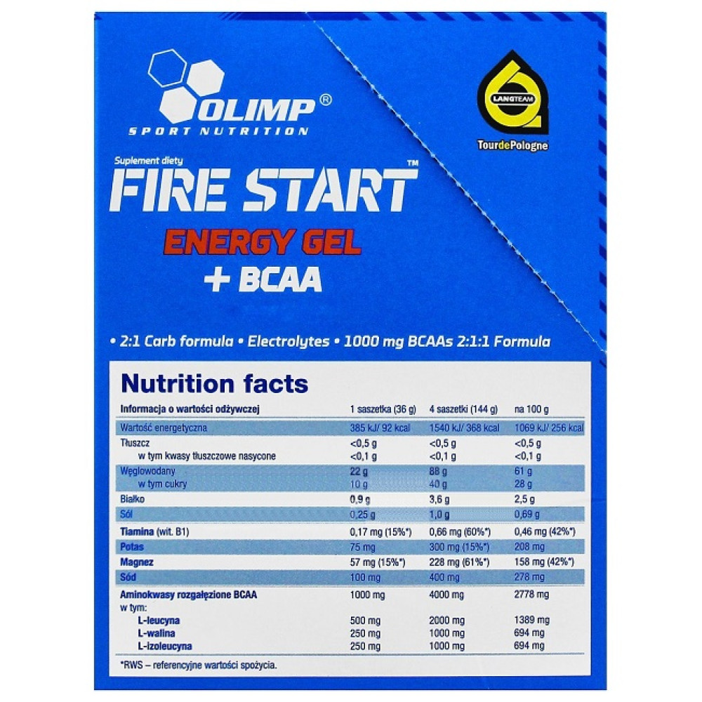Енергетик Olimp Nutrition Fire Start Energy Gel+Caffeine 20 х 36 g Tropic