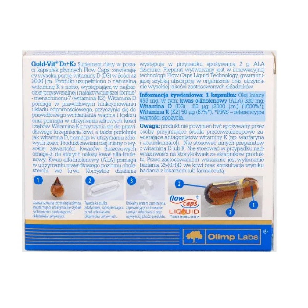 Мультивітаміни для спорту Olimp Nutrition Gold-Vit D3+K2 2000 IU 30 Caps