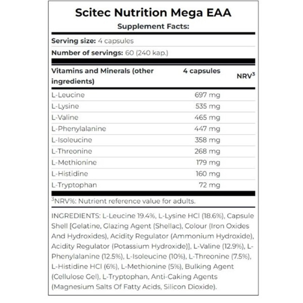 Амінокомплекс для спорту Scitec Nutrition Mega EAA 240 Caps