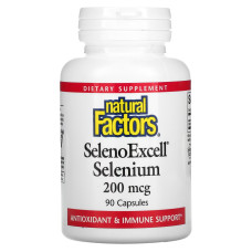 Селен Natural Factors SelenoExcell, Selenium 200 mcg 90 Caps
