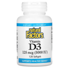Вітамін D Natural Factors Vitamin D3 5000 IU 125 mcg 120 Softgels