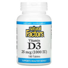 Вітамін D Natural Factors Vitamin D3 1000 IU 25 mcg 180 Tabs