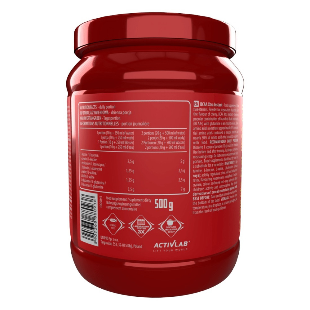 Амінокислота BCAA для спорту Activlab BCAA Xtra Instant 500 g /50 servings/ Lemon