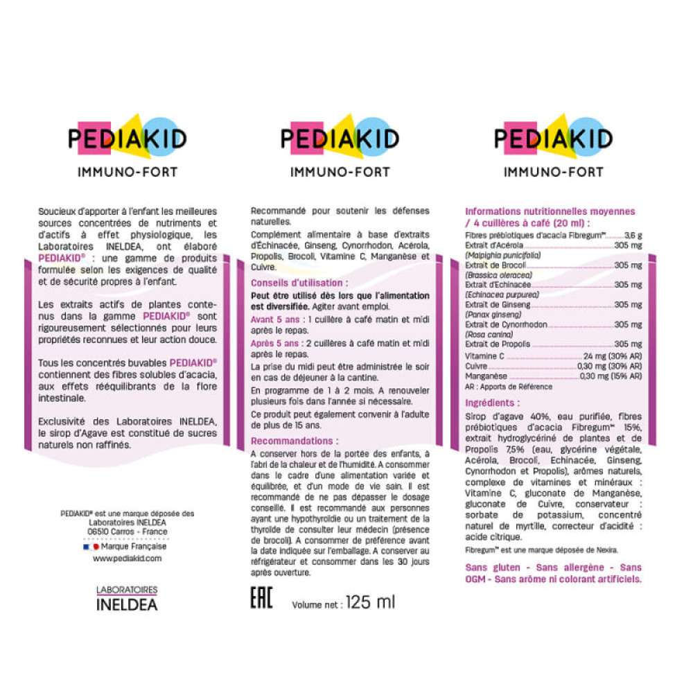Комплекс для профілактики імунної системи у дітей Pediakid Immuno Fort 125 ml Blueberry
