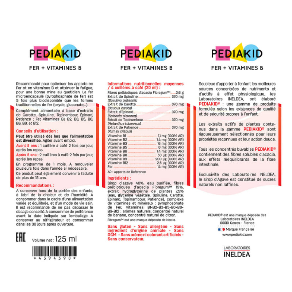 Мікроелемент Залізо Pediakid Fer + Vitamin B 125 ml