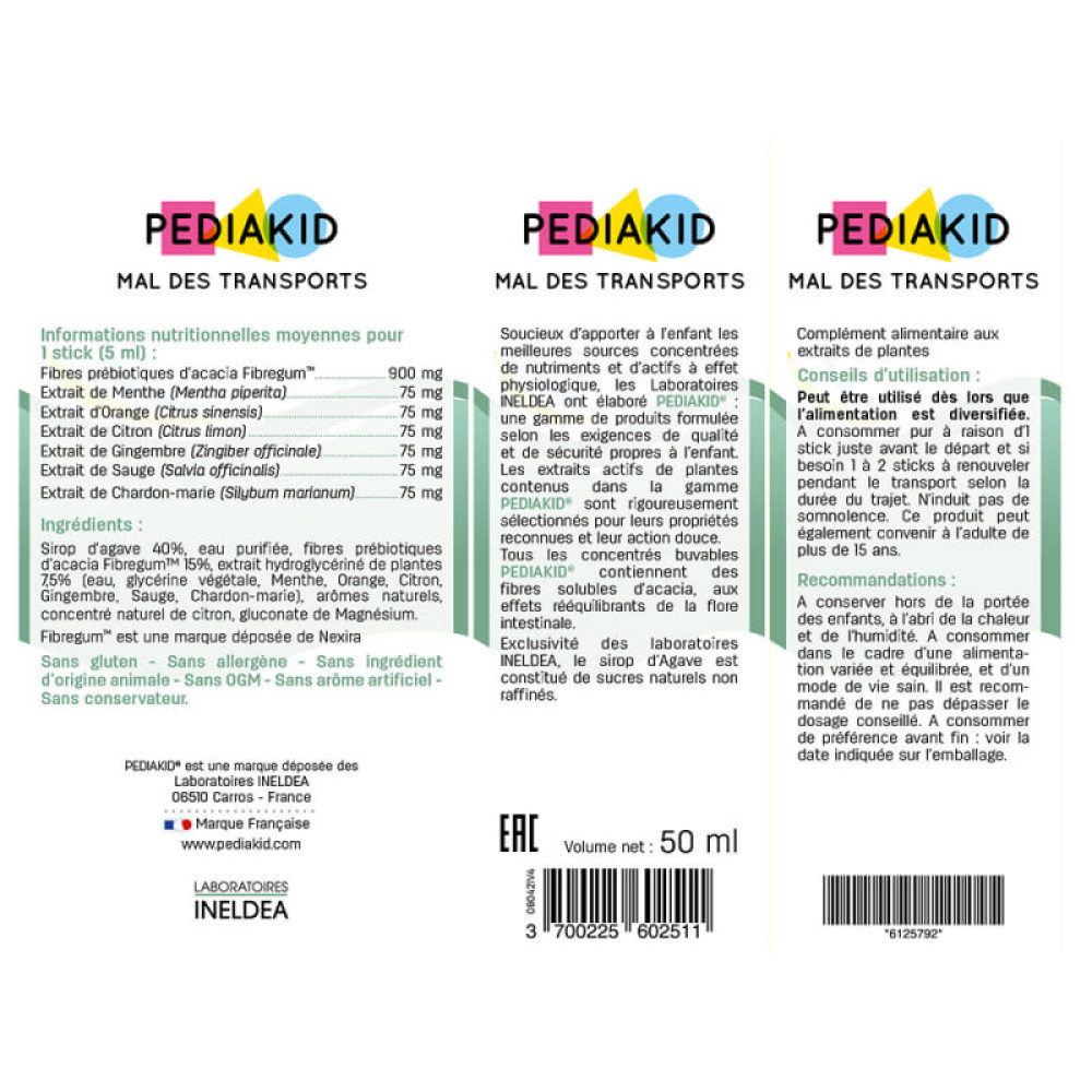 Комплекс для профілактики травлення у дітей Pediakid Mal Des Transports 10 х 5 ml Lemon