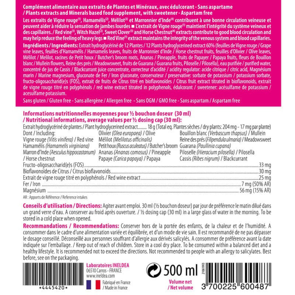 Комплекс для профілактики тиску та кровообігу INELDEA SANTE NATURELLE VEINOCELL® 500 ml /16 servings/