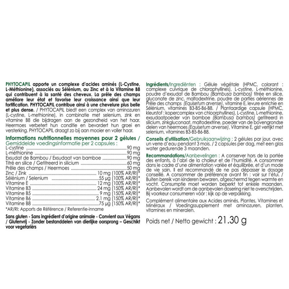 Комплекс для шкіри, волосся, нігтів NUTRIEXPERT PHYTOCAPIL 60 Caps