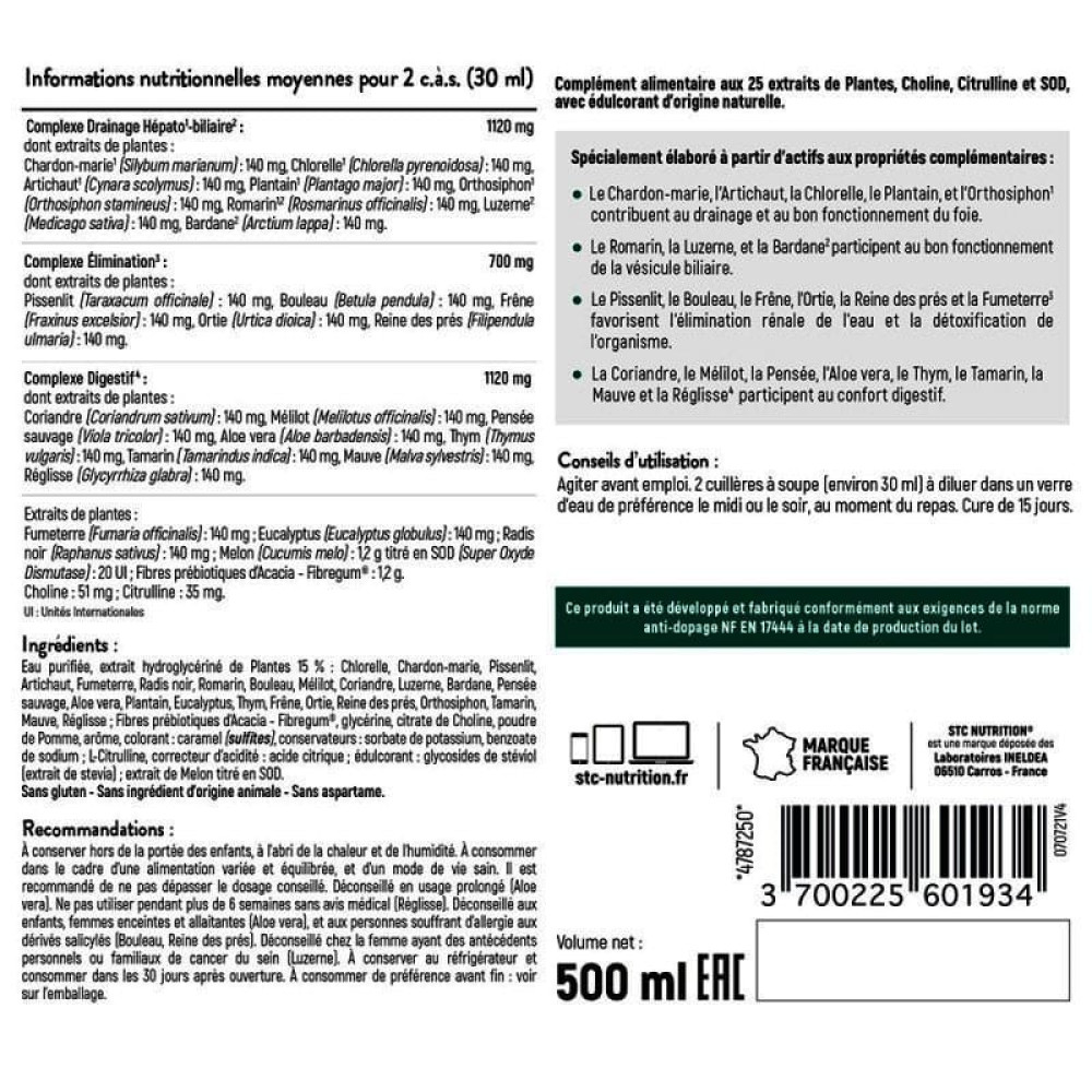 Комплекс для профілактики печінки STC NUTRITION NATURAL DETOX 500 ml /16 servings/