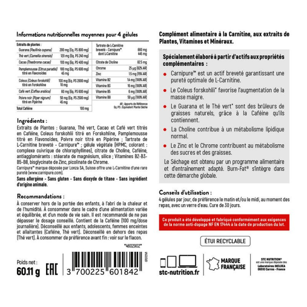 Комплексний жироспалювач STC NUTRITION BURN-FAT ® 120 Caps