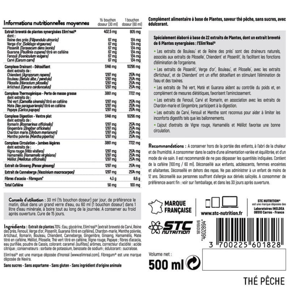 Комплексний жироспалювач STC NUTRITION DRAINAXYL ® 500 ml /16 servings/ Peach Tea