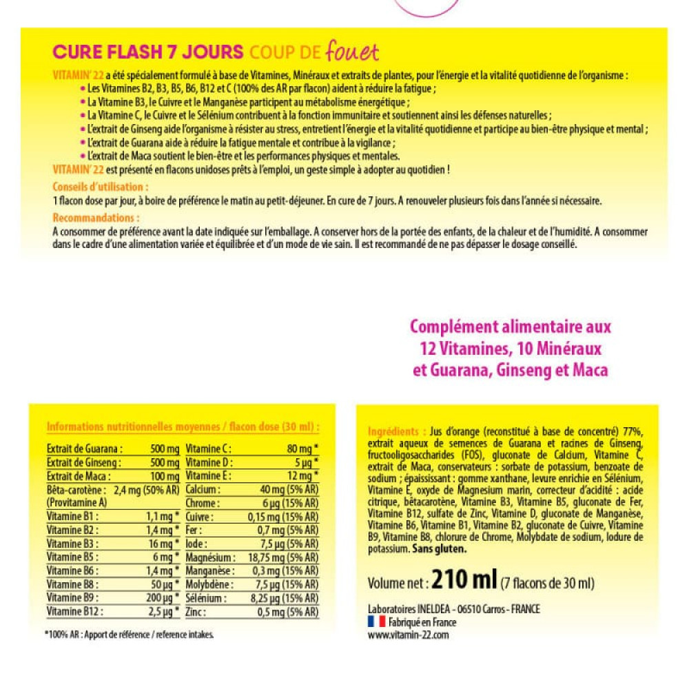 Вітамін C VITAMIN'22 CURE FLASH 7 JOURS 7 х 30 ml