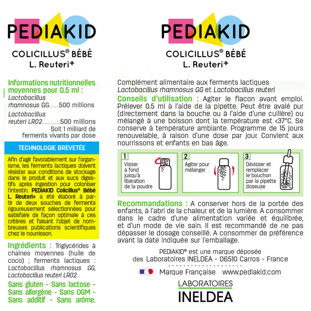 Комплекс для профілактики травлення у дітей Pediakid Colicillus® Bebe L. Reuteri + 8 ml /16 servings/