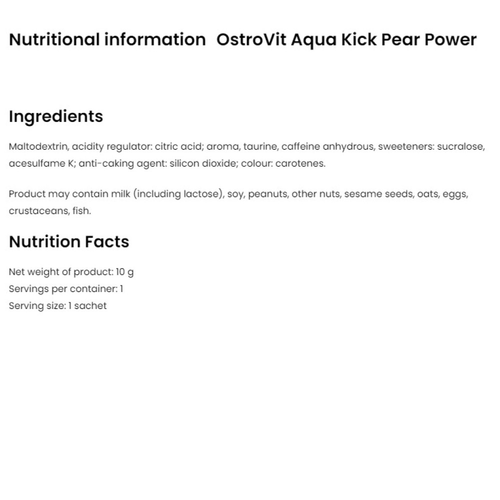 Енергетик OstroVit Aqua Kick Pear Power 10 g Pear