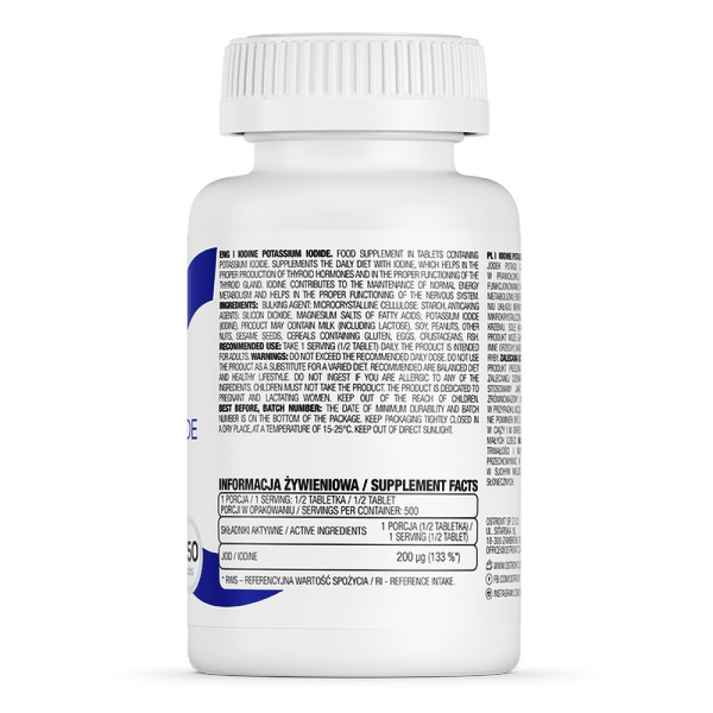 Мікроелемент Йод OstroVit IODINE Potassium Iodide 250 Tabs