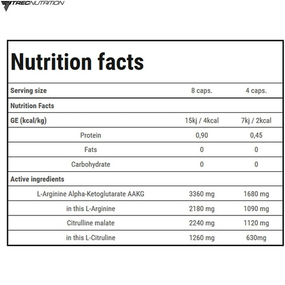Амінокомплекс для спорту Trec Nutrition AAKG Mega Hardcore 240 Caps