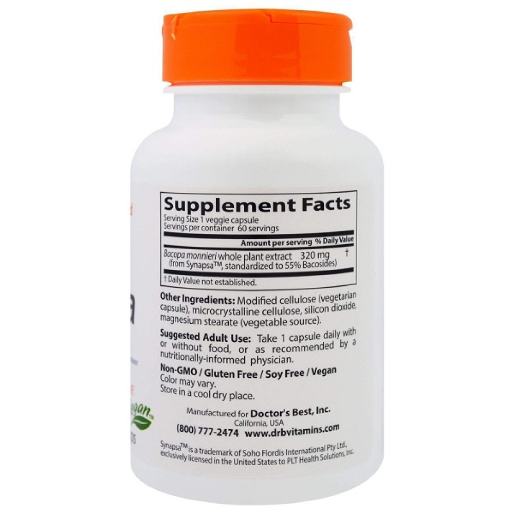 Комплекс для профілактики роботи головного мозку Doctor's Best Bacopa With Synapsa 320 mg 60 Veg Caps