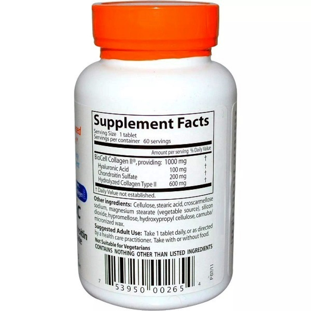 Колаген Doctor's Best Best Hyaluronic Acid with Chondrotin Sulfate 100 mg 60 Tabs