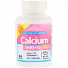 Мікроелемент Кальцій 21st Century Calcium 500 + D3 600 IU 90 Tabs