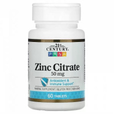 Мікроелемент Цинк 21st Century Zinc Citrate 50 mg 60 Tabs