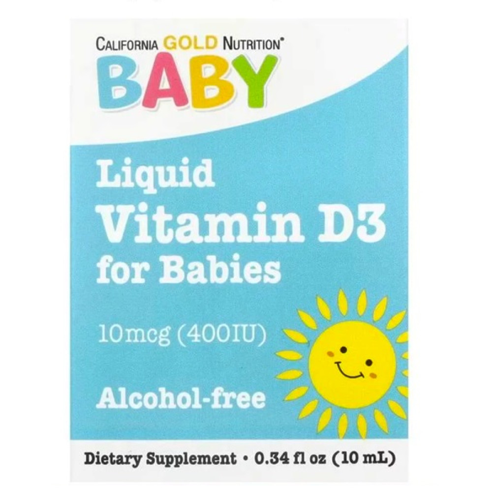 Вітамін D California Gold Nutrition Baby Vitamin D3 400 IU 10 ml