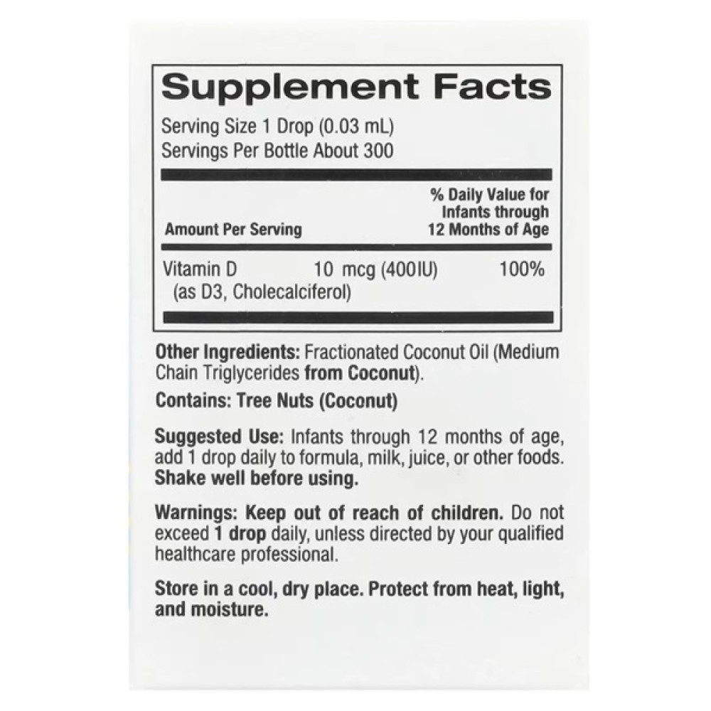 Вітамін D California Gold Nutrition Baby Vitamin D3 400 IU 10 ml