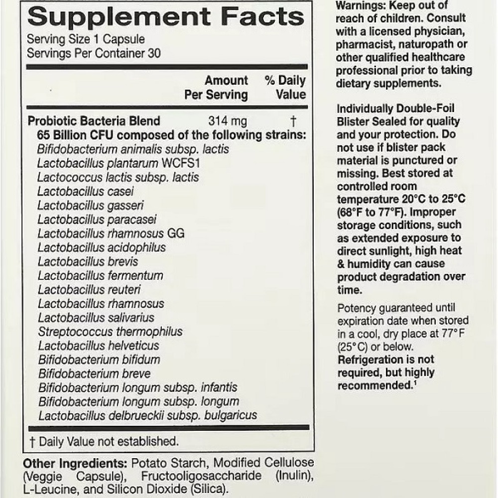 Пробіотик California Gold Nutrition LactoBif 65 Probiotics, 65 Billion CFU 30 Veg Caps