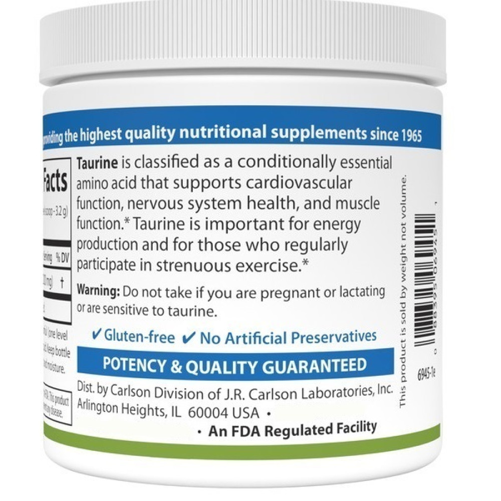 Таурін Carlson Labs Taurine Powder 100 g /31 servings/ Unflavored