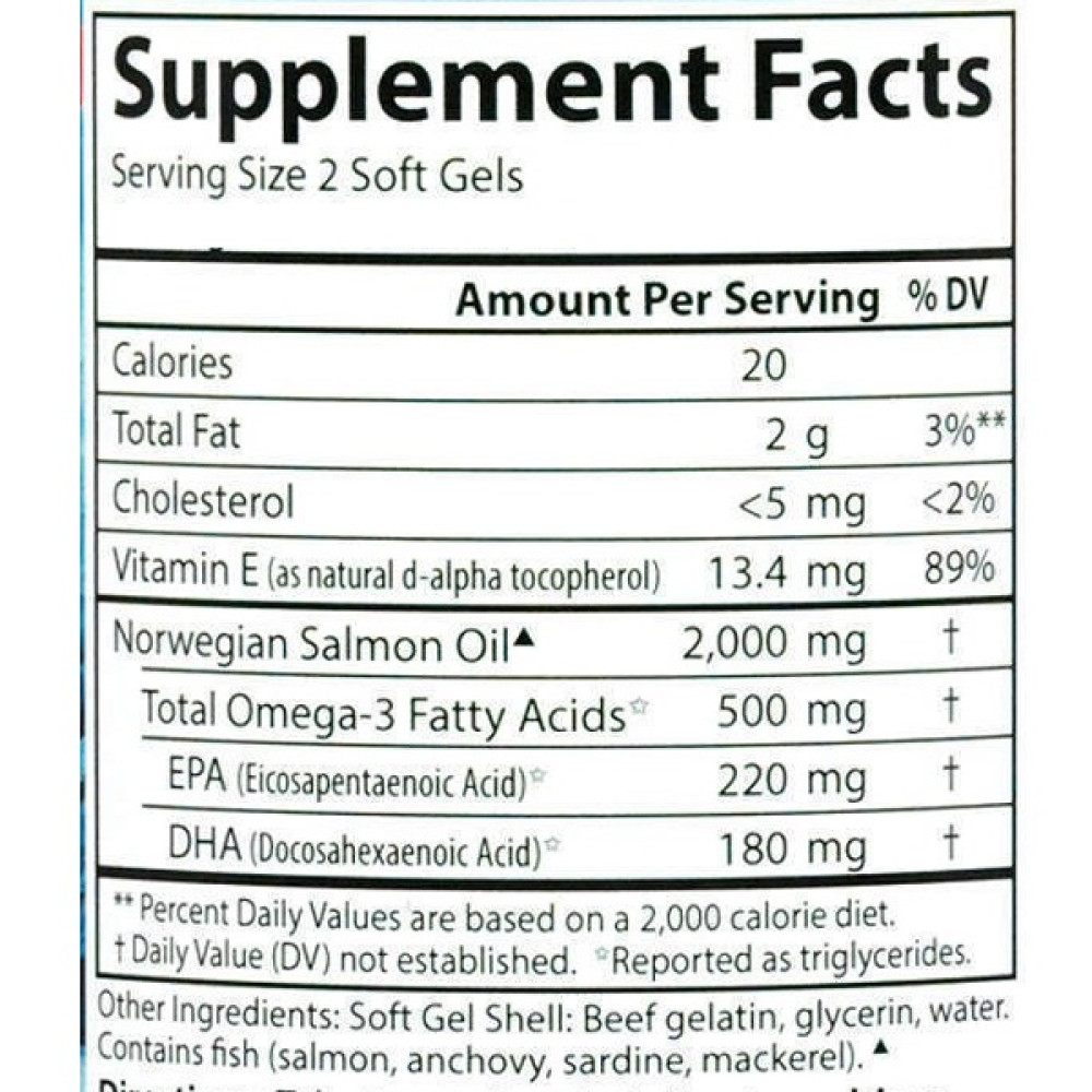 Жир лосося Carlson Labs Salmon Oil 1000 mg 180 + 50 Soft Gels