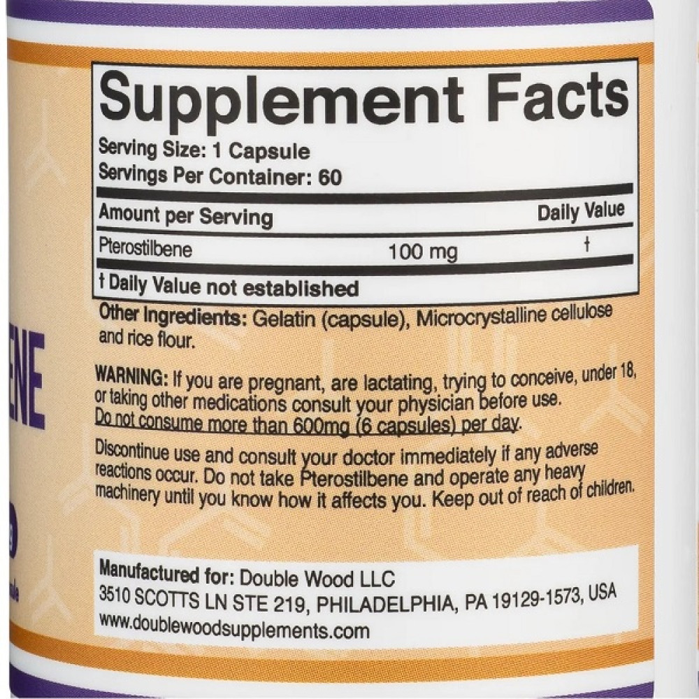 Ресвератрол Double Wood Pterostilbene 100 mg 60 Caps