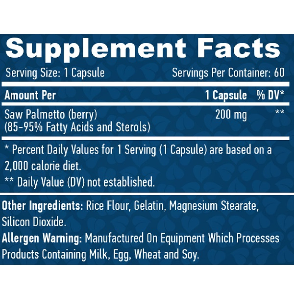 Екстракти ягід сереноа Haya Labs Saw Palmetto 200 mg 60 Caps