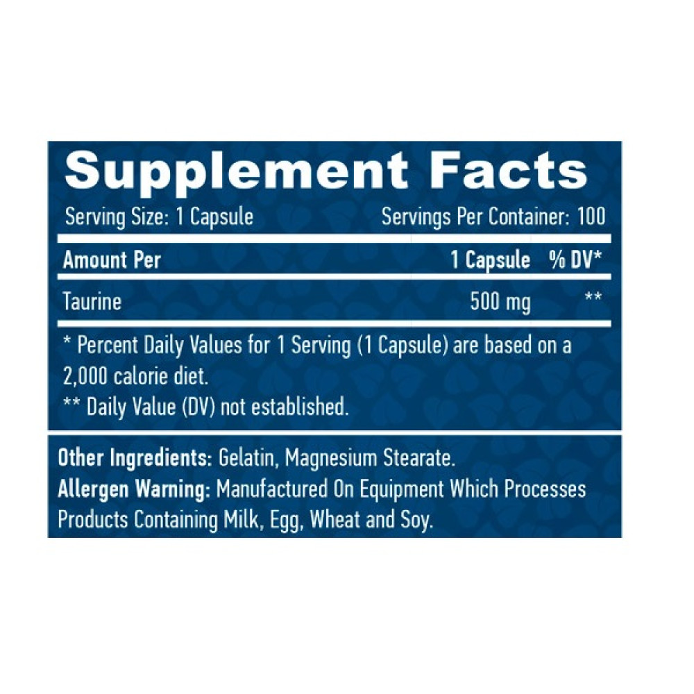 Таурін Haya Labs Taurine 500 mg 100 Caps