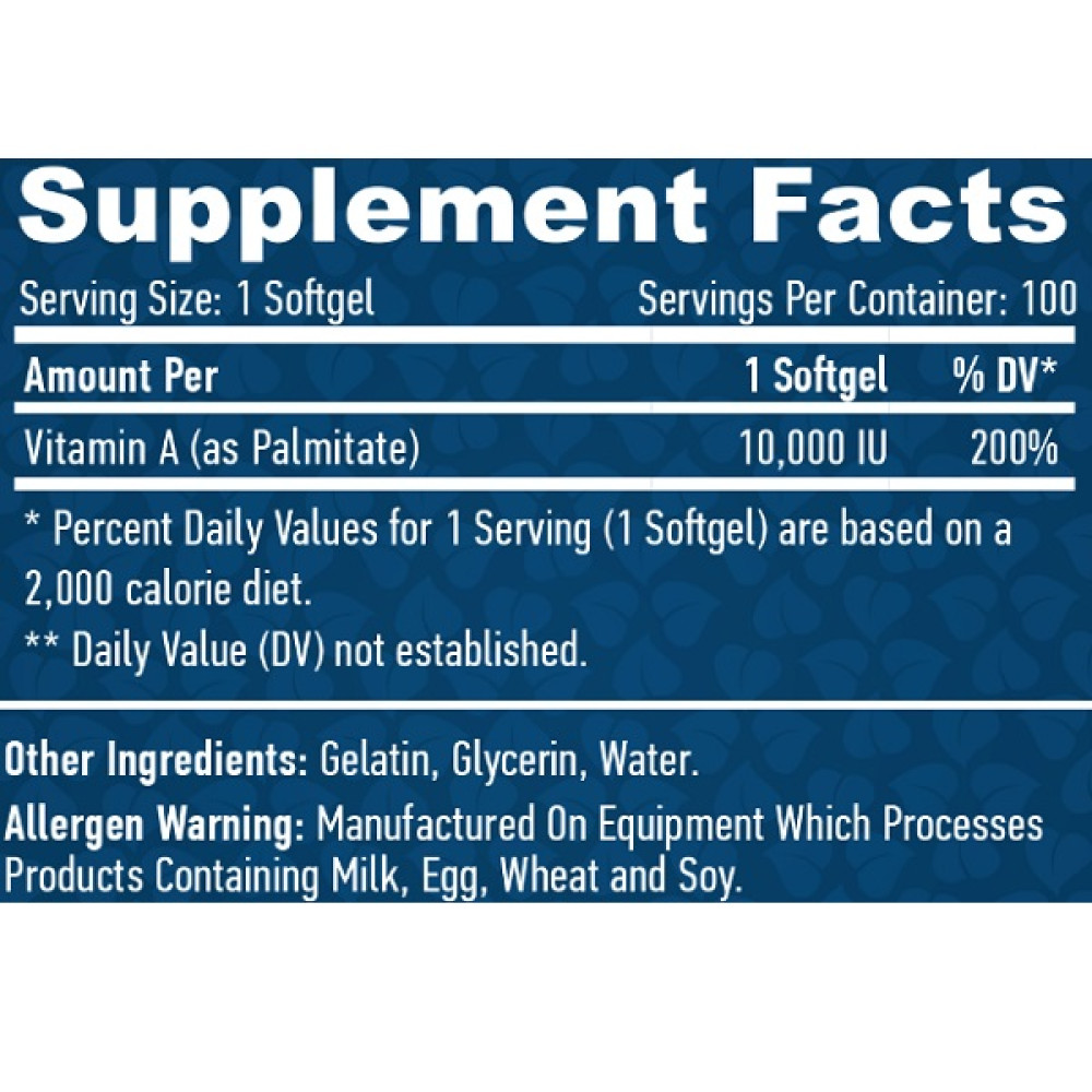 Вітамін A Haya Labs Vitamin A 10000 IU 100 Softgels