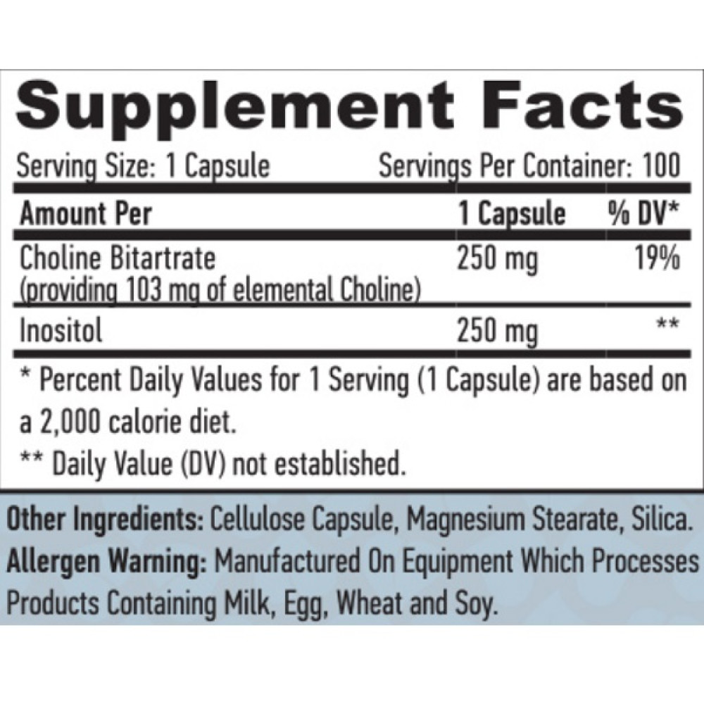 Інозитол Haya Labs CHOLINE & INOSITOL 100 Veg Caps