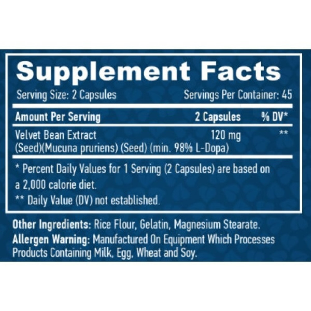 Комплекс для профілактики нервової системи Haya Labs L-DOPA Mucuna Pruriens Extract 90 Caps