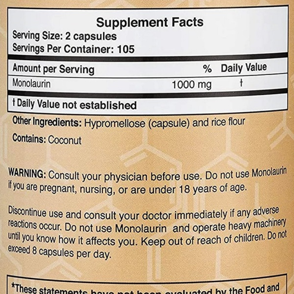 Натуральна добавка для імунітету Double Wood Monolaurin 1000 mg 210 Caps