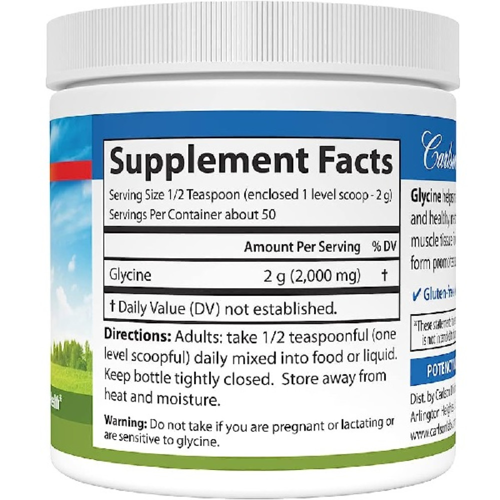 Гліцин Carlson Labs Glycine Powder 100 g /50 servings/