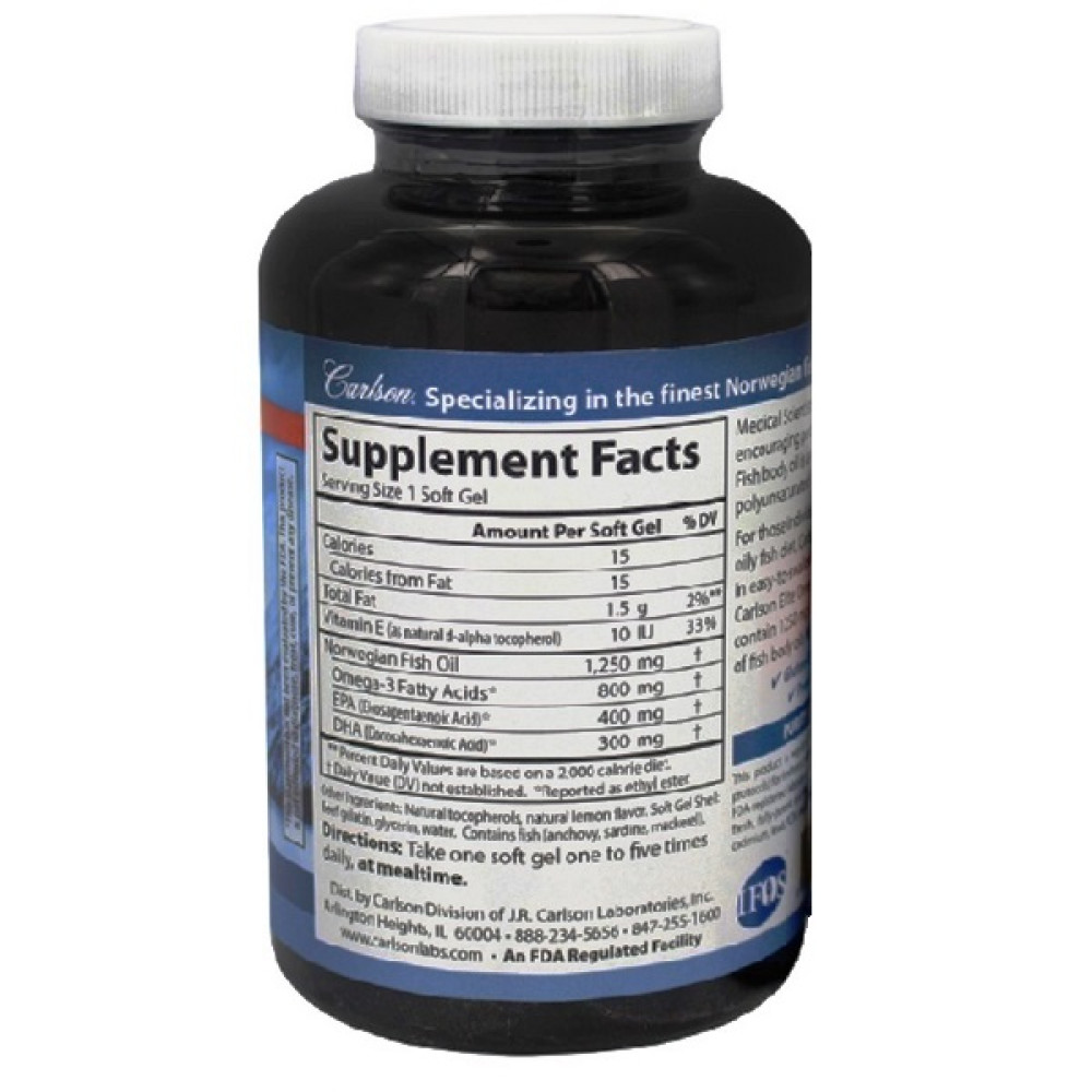 Омега 3 Carlson Labs Elite Omega-3 Gems 800 mg 90 + 30 Soft Gels