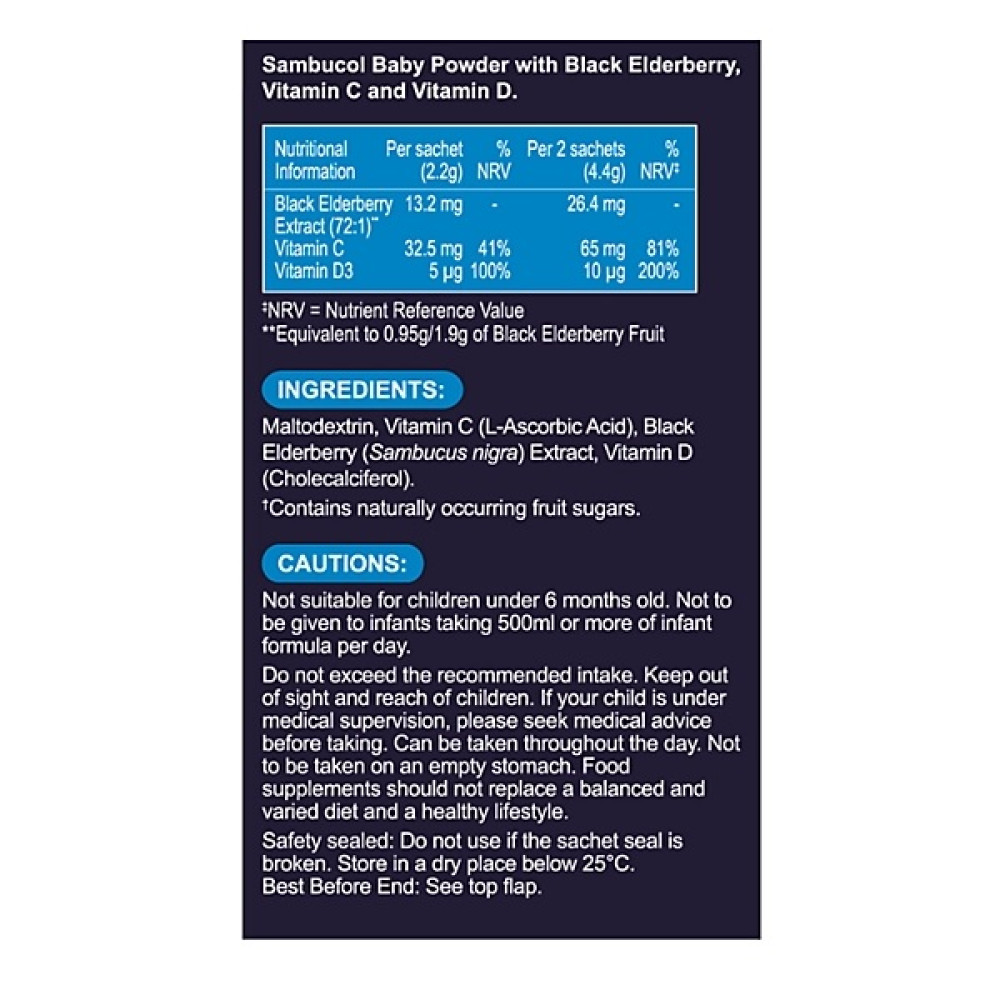 Бузина Sambucol Black Elderberry For Baby Vitamin D + C 14 х 2,2 g