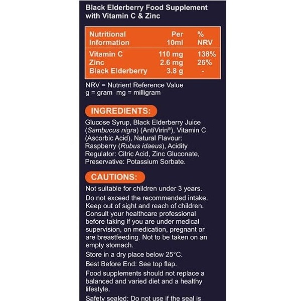Бузина Sambucol Black Elderberry Immuno Forte + Vitamin C + Zinc 230 ml /46 servings/