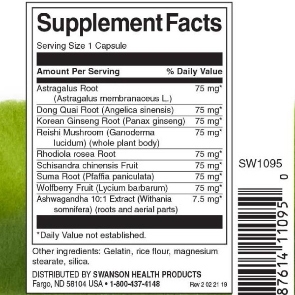 Суміш екстрактів Swanson Adaptogenic Herbal Complex 60 Caps