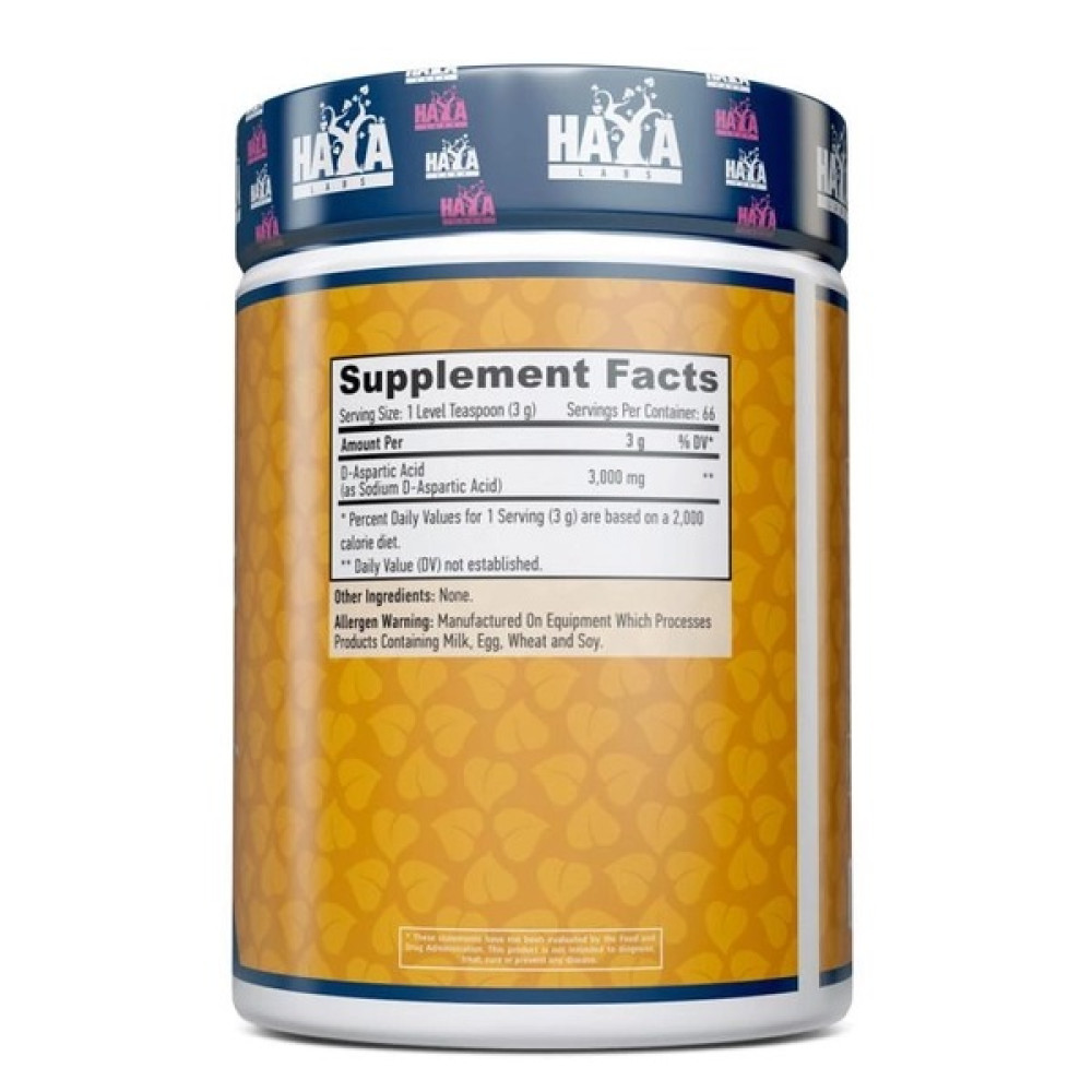 Комплекс для профілактики нервової системи Haya Labs D-Aspartic Acid (Sports) 200 g /66 servings/ Unflavored