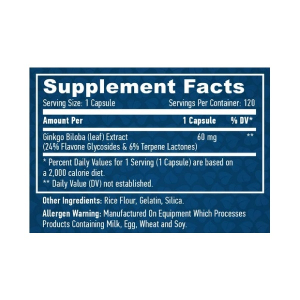 Гінкго Білоба Haya Labs Ginkgo Biloba 60 mg 120 Caps