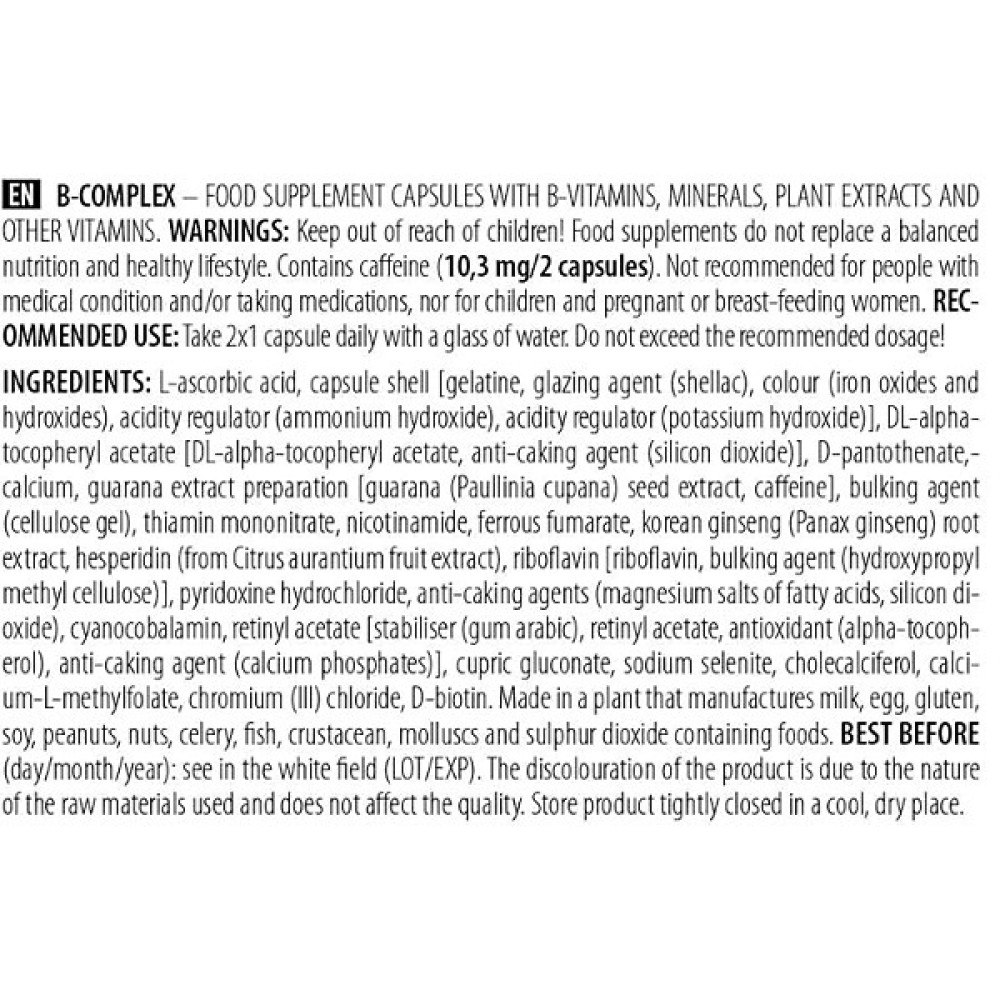Вітамін B для спорту BioTechUSA Vitamin B-Complex 60 Caps