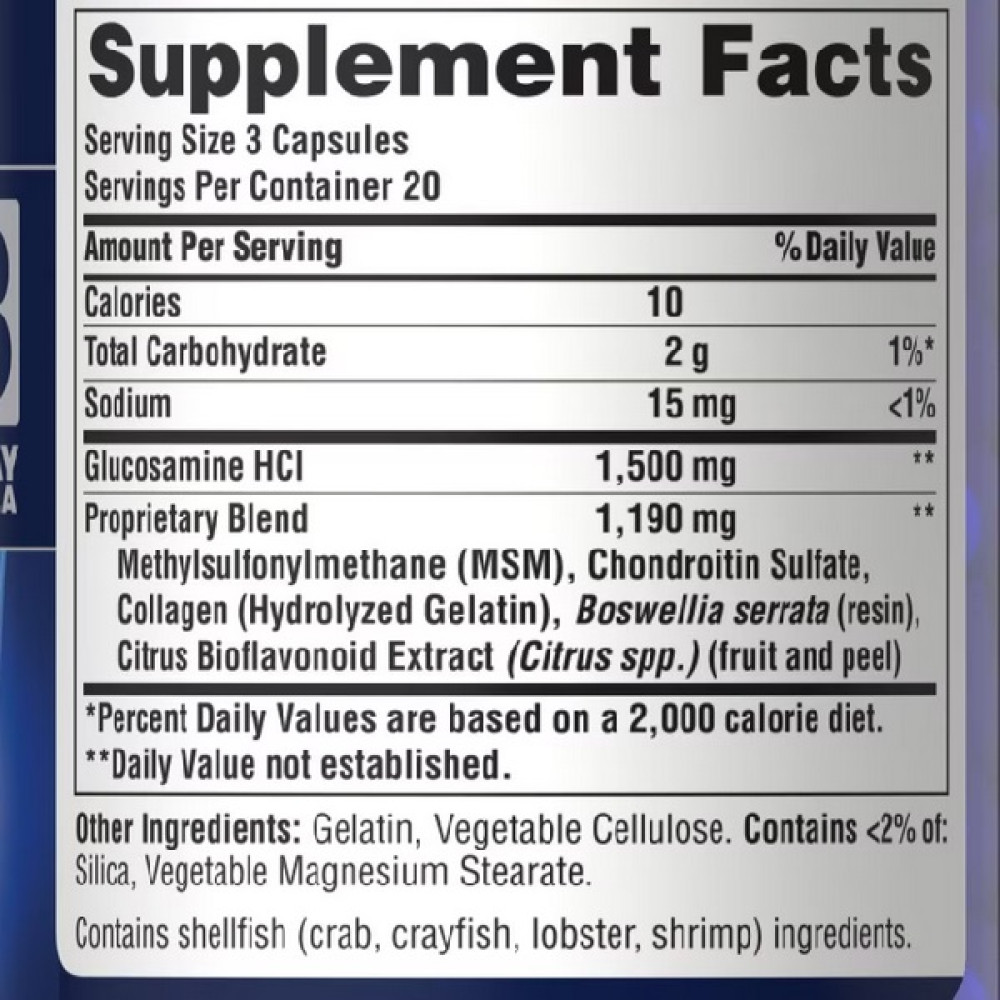 Препарат для суглобів та зв'зок Puritan's Pride Chondroitin Glucosamine MSM 3 Per Day Formula 60 Caps