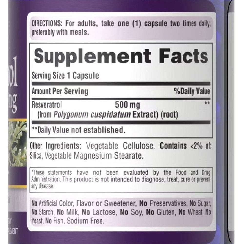 Ресвератрол Puritan's Pride Resveratrol 500 mg 30 Caps
