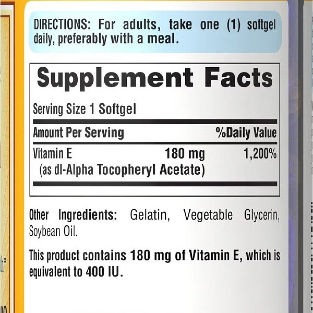 Вітамін E Puritan's Pride Vitamin E-400 IU 100 Softgels PTP-11770