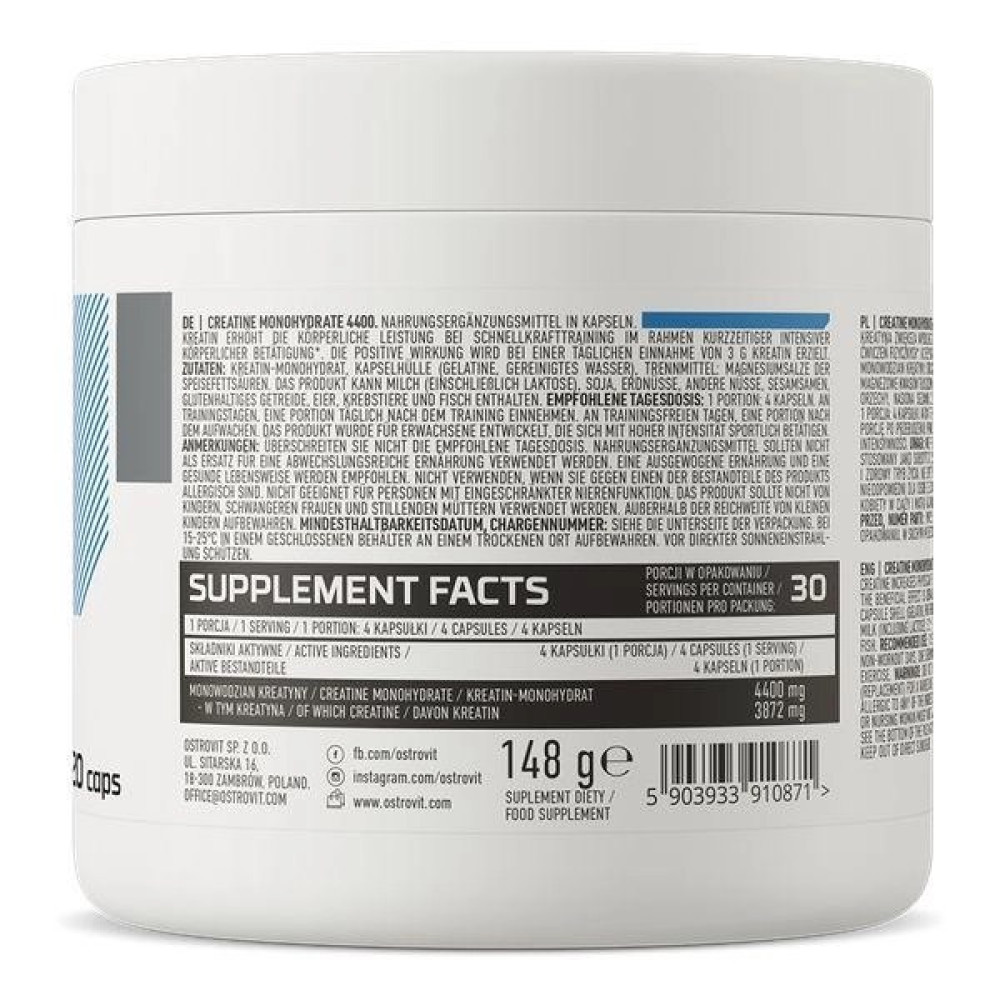 Креатин моногідрат OstroVit Creatine Monohydrate 4400 120 Caps