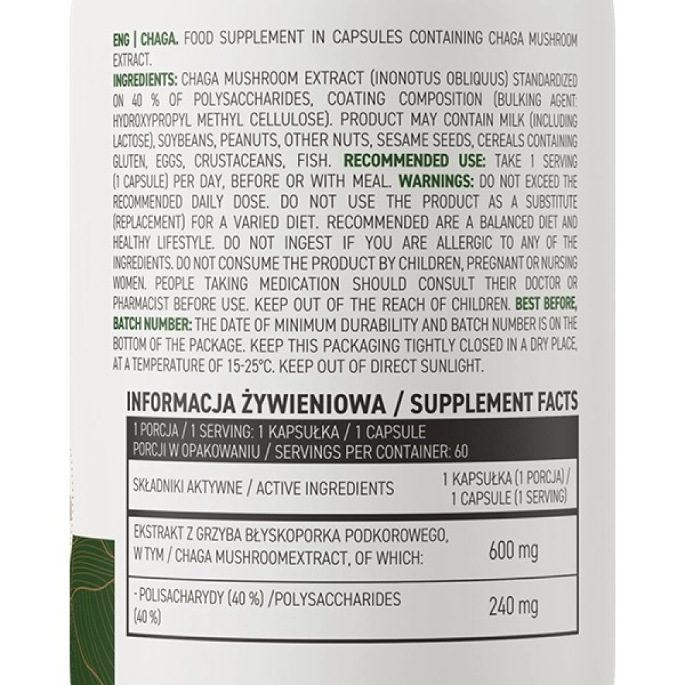 Грибний комплекс OstroVit Chaga 60 Veg Caps