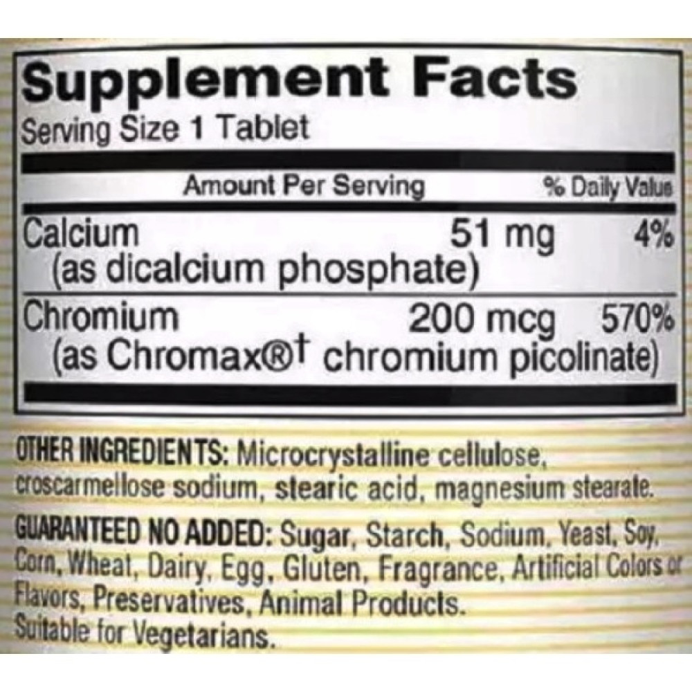 Мікроелемент Хром Mason Natural Chromium Picolinate 200 mcg 100 Tabs